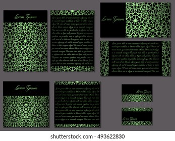 Big elegant set of brochures, invitations, covers an business cards. Nice hand-drawn vector illustration