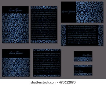 Big elegant set of brochures, invitations, covers an business cards. Nice hand-drawn vector illustration