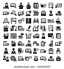 Big Elegant Vector Education And School Icons Set.