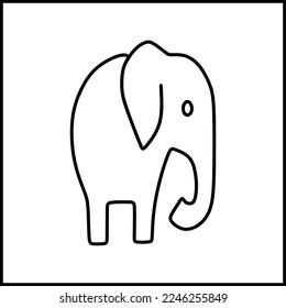 big elephant animal drawn with vector lines