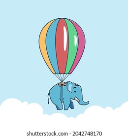 Big Elephant Flying Floating Hot Air Balloon Zoo Cartoon Character
