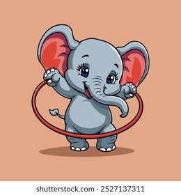 Big elephant front view vector illustration.