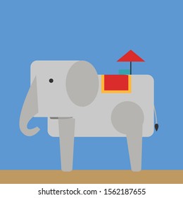elefante grande, ilustración, vector sobre fondo blanco.