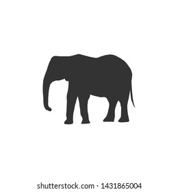 Big Elephant isolated on white background. Vector illustration, animal silhouette.
