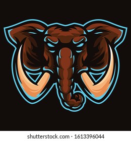 Big Elephant, Mammoth Logo Template for e sport and sport mascot  isolated on dark background