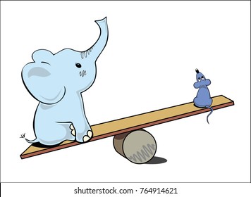 The big elephant outweighed a small mouse