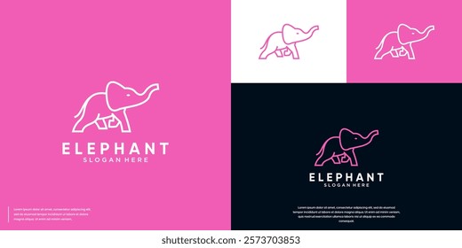 big elephant running logo , big ears , power , graphic vector inspiration.