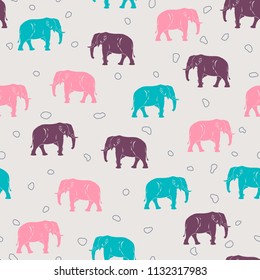 Big elephant seamless pattern for kids or babies textile and shirt design, wrapping and background