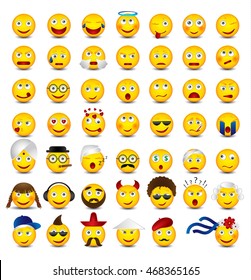 Big Emoticon Set Isolated On White Stock Vector (Royalty Free ...