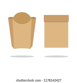 Big empty brown package with shadow isolated on white background. Stock flat vector illustration.