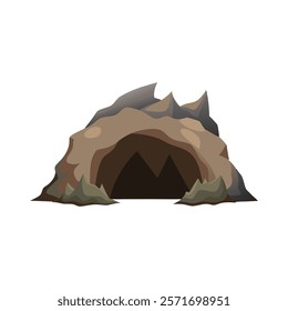 Big empty cave isolated flat vector illustration on white background.