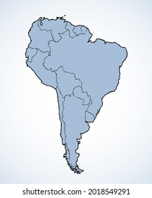 Big Equator subcontinent district zone shape on white backdrop. Freehand line dark black ink hand drawn symbolic web logo emblem pictogram frame in art modern grunge doodle cartoon style pen on paper