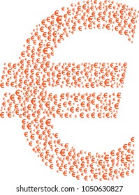 Big Euro symbol composed of many small euro signs. Vector concept illustration of currency used in European Union - in Germany, France, Italy, Austria, Greece, Spain, Finland, Slovakia, Belgium.