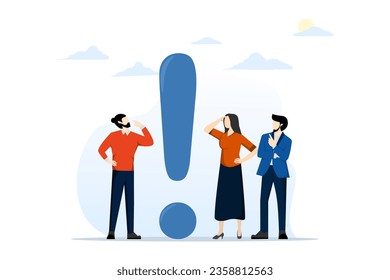 big exclamation mark concept for important information, answer or solve a problem, risk warning, attention or punctuation mark, business man thinking big problem exclamation mark. vector illustration.