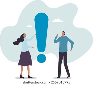 Big exclamation mark for important information, answer or resolve problem, solution or risk warning, attention or punctuation .business concept.flat character.