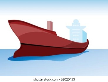 The big export ship on water