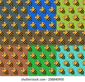 Big eye bee tight pattern, Seven color background. 