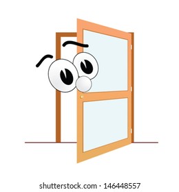 big eye and open door art vector