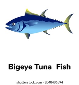 A Big Eye Tuna Flat Icon, Seafood