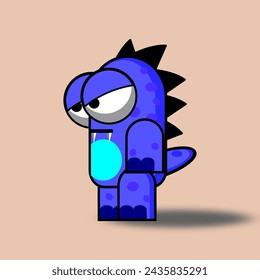 a big eyed blue monster with a scary flat face