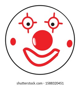 A big eyed happy clown smiling smile face button isolated on a white background