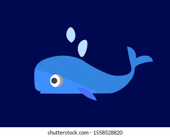 Big eyed whale, illustration, vector on white background.