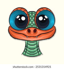 
Diseño divertido de la ilustración de la serpiente de los niños de los ojos grandes