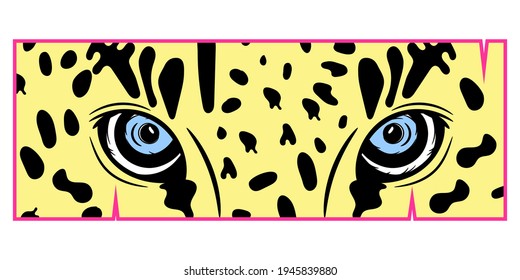 Big eyes. Leopard eyes close up. Print for t-shirt.