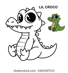 Big Eyes Of Little Croco Blank Fill For Coloring Pages