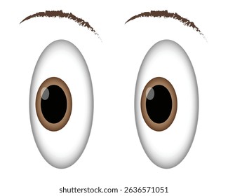 Big Eyes Staring Emoji Icon – Shocking Cartoon Expression Vector Isolated on Transparent Background