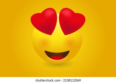Big eyes withe hearts, happy face emoji