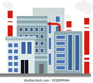 Big factory, illustration, vector on a white background.