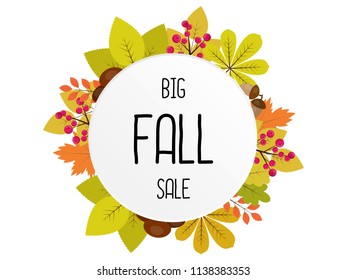 Big Fall Sale vector illustrations. Advertisement background.