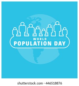 Big Family banner on globe world population day blue background