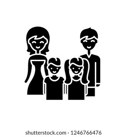 Big family black icon, vector sign on isolated background. Big family concept symbol, illustration 