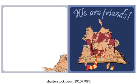 The big family of cats postcard