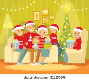 Big family celebrating Christmas