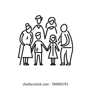 Big family children parents and grandparents Relationship mother father kids grandfather and grandmother