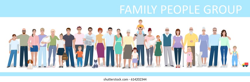 Big Family, Different People, Vector Illustration