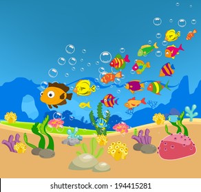 Big Family of Fish in the sea