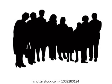 a big family silhouette vector