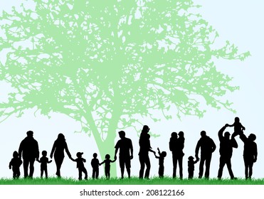 Big family silhouettes