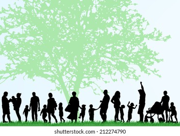 Big family silhouettes