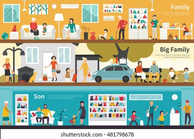 Big Family Son flat interior outdoor concept web