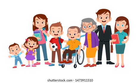 big family together vector illustration