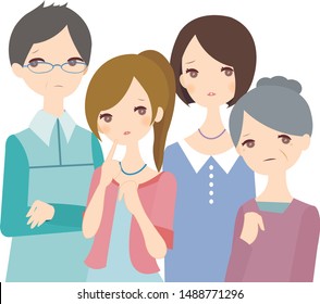 Big family together. Vector illustration of a flat design