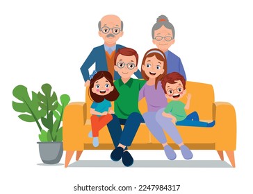 big family together vector illustration