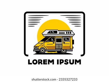 Big family van with sliding door for camping illustration badge design