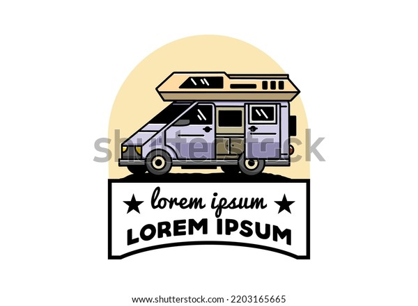 Big family van with sliding door for camping\
illustration badge design