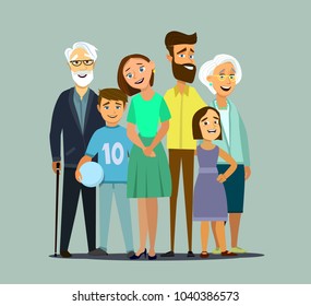 Big Family . Vector Illustration Of A Flat Design